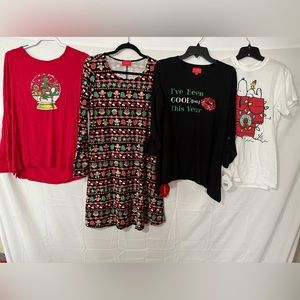 4 Christmas PJ’s. 1 night gown and 3 Christmas  tees. All size small.